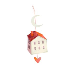Petit mobile «maison porte-bonheur» rouge